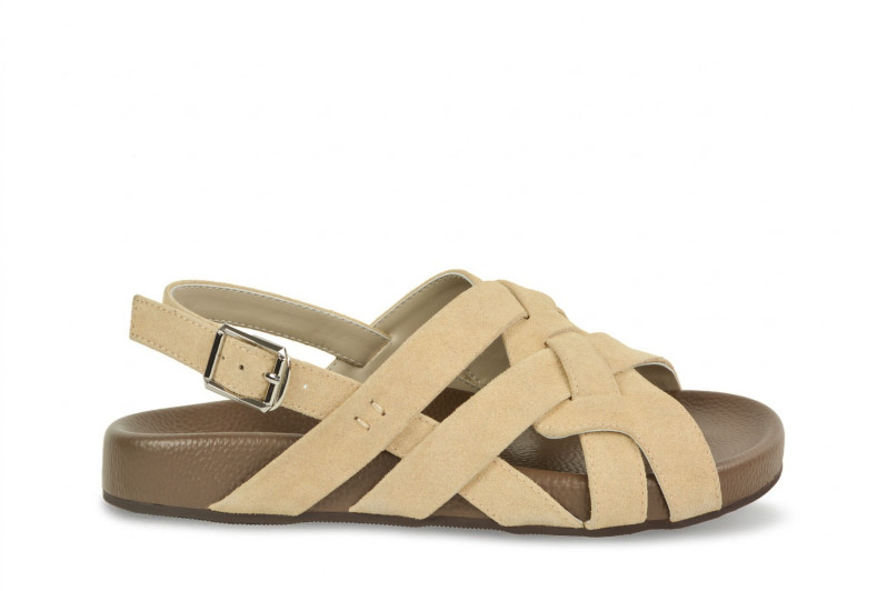 Сандалі жіночі молочні з натуральної замши (009006)