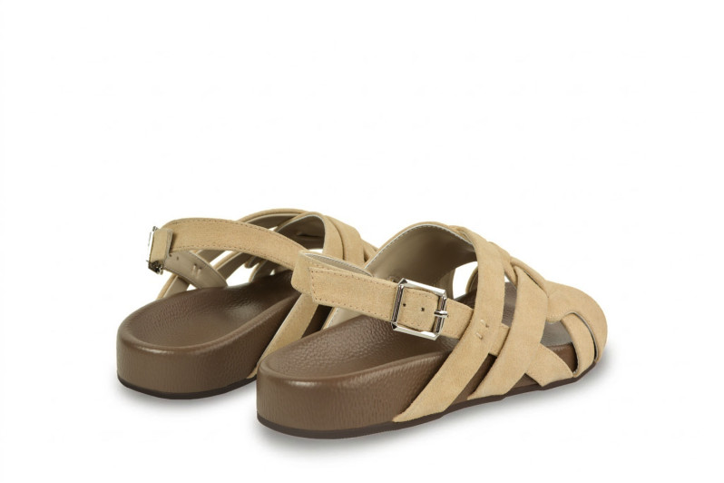 Сандалі жіночі молочні з натуральної замши (009006)