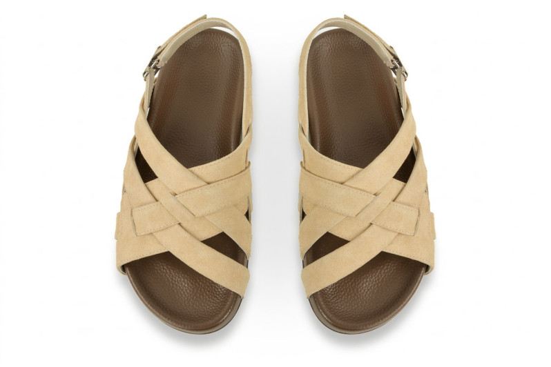 Сандалі жіночі молочні з натуральної замши (009006)