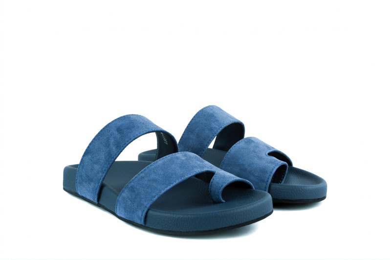 Шльопанці жіночі сині з натуральної замші (009017)