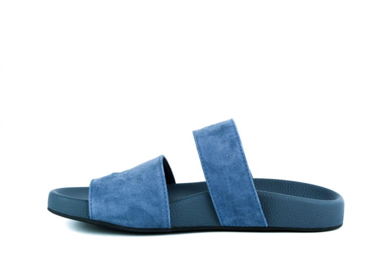 Шльопанці жіночі сині з натуральної замші (009017)