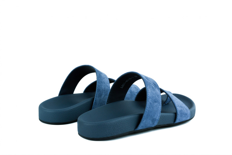 Шльопанці жіночі сині з натуральної замші (009017)
