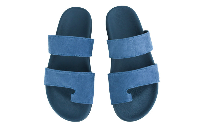 Шльопанці жіночі сині з натуральної замші (009017)