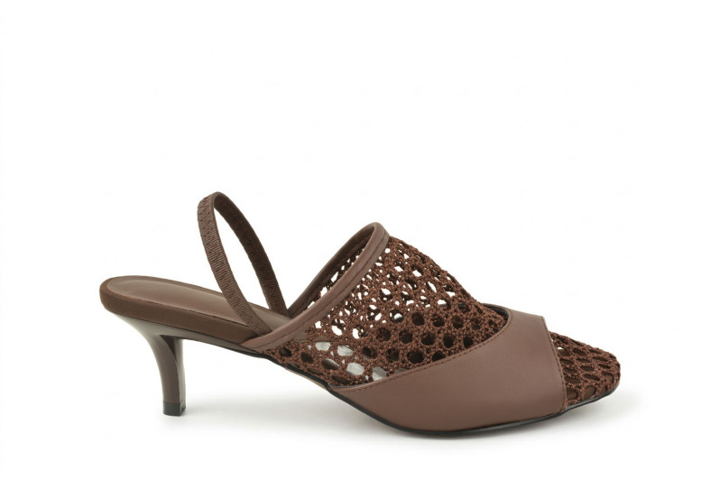 Босоніжки жіночі коричневі з натуральної шкіри, текстилю (008976)