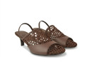 Босоніжки жіночі коричневі з натуральної шкіри, текстилю (008976)