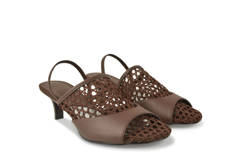 Босоніжки жіночі коричневі з натуральної шкіри, текстилю (008976)