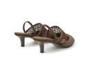 Босоніжки жіночі коричневі з натуральної шкіри, текстилю (008976)