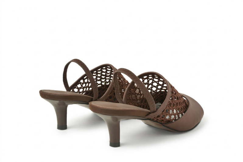 Босоніжки жіночі коричневі з натуральної шкіри, текстилю (008976)