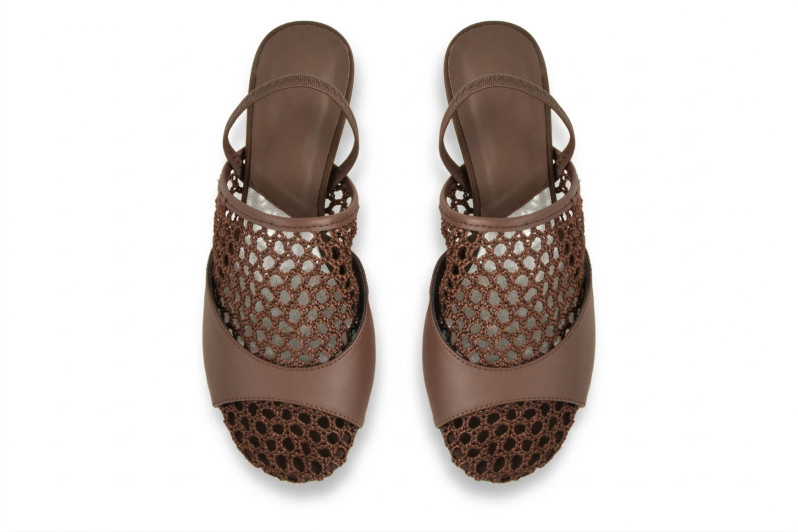 Босоніжки жіночі коричневі з натуральної шкіри, текстилю (008976)