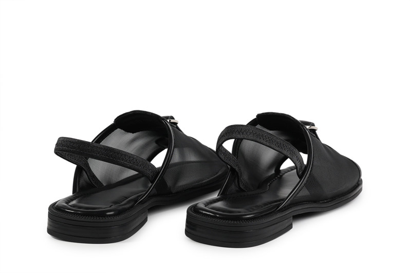 Босоніжки жіночі чорні з натуральної шкіри, текстилю (008886)