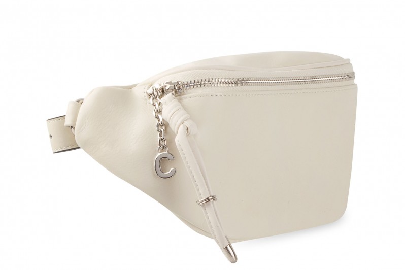 Сумка поясна жіноча молочна з натуральної шкіри (007084)