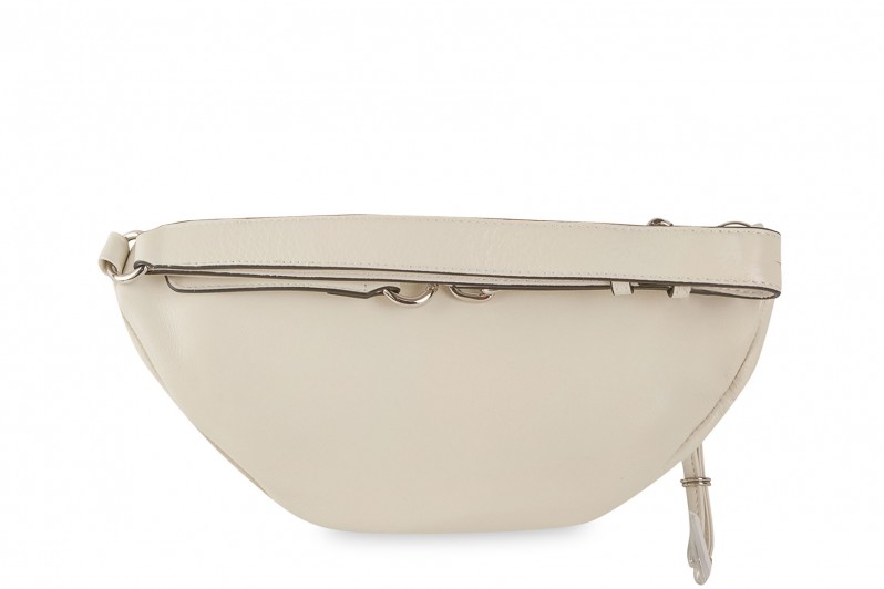 Сумка поясна жіноча молочна з натуральної шкіри (007084)