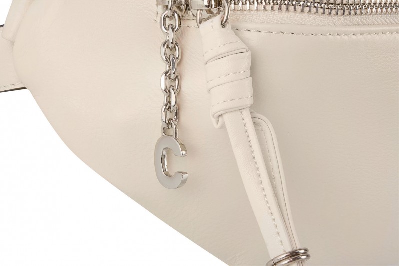 Сумка поясна жіноча молочна з натуральної шкіри (007084)