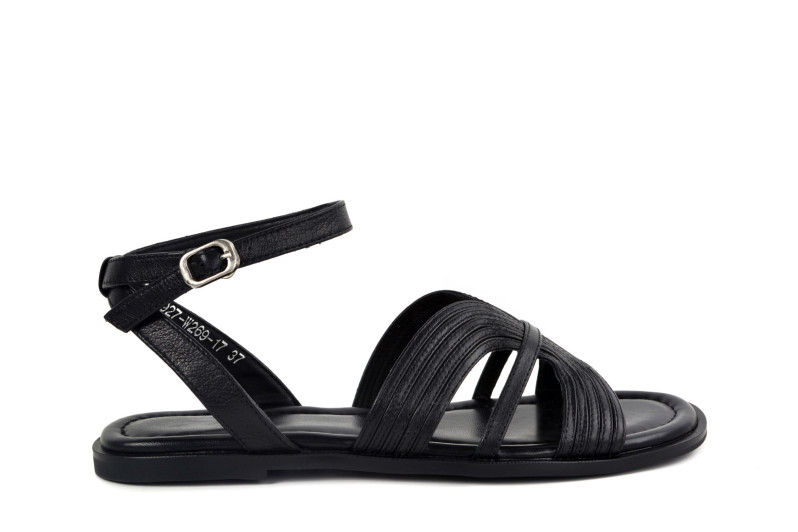 Босоніжки жіночі чорні з натуральної шкіри (008968)