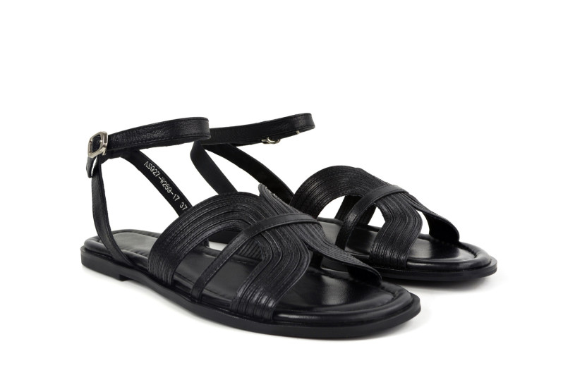 Босоніжки жіночі чорні з натуральної шкіри (008968)