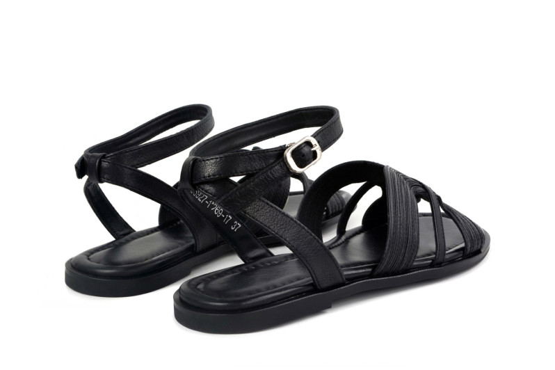 Босоніжки жіночі чорні з натуральної шкіри (008968)