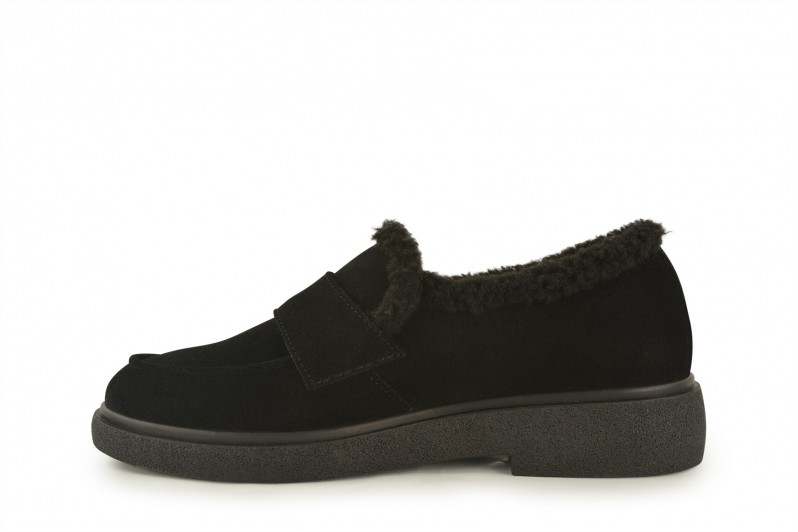 Лофери жіночі чорні з натуральної замші (008561)