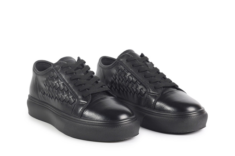 Кеди жіночі чорні з натуральної шкіри (008771)