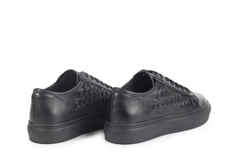 Кеди жіночі чорні з натуральної шкіри (008771)