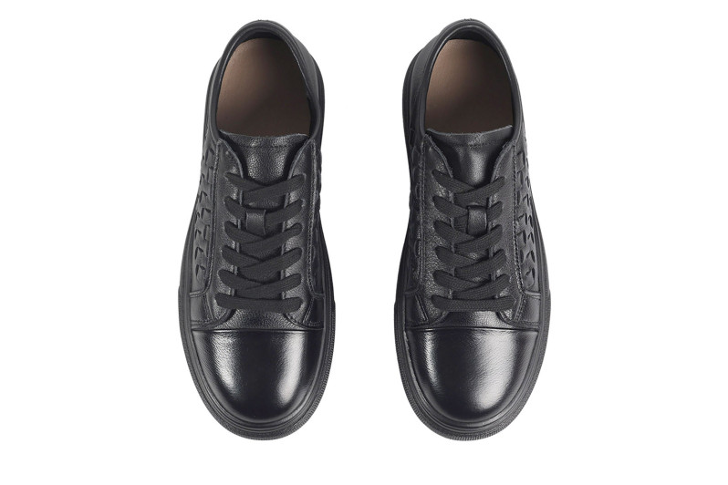 Кеди жіночі чорні з натуральної шкіри (008771)