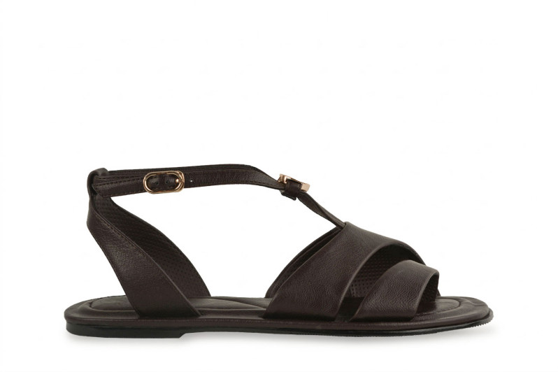 Босоніжки жіночі коричневі з натуральної шкіри (009018)