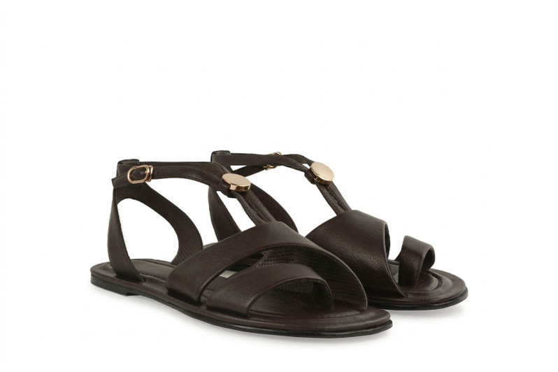 Босоніжки жіночі коричневі з натуральної шкіри (009018)