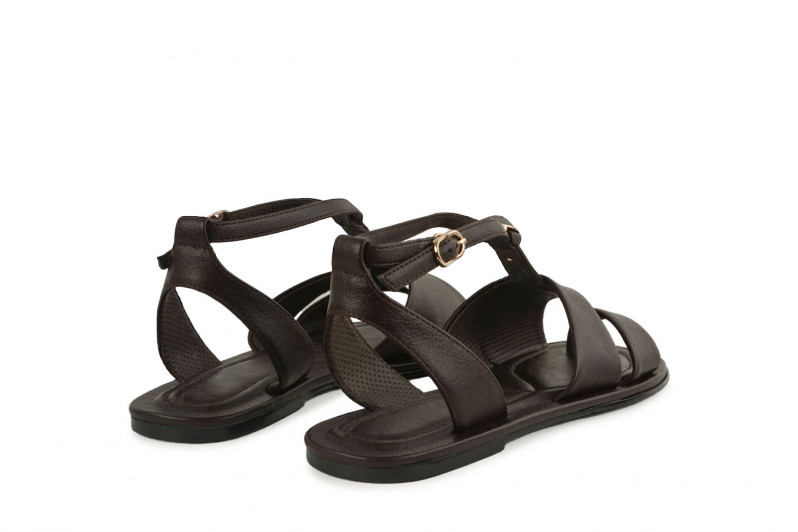 Босоніжки жіночі коричневі з натуральної шкіри (009018)