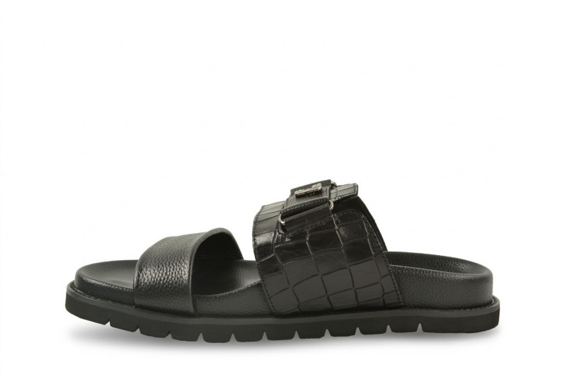 Шльопанці чоловічі чорні з натуральної шкіри (008965)