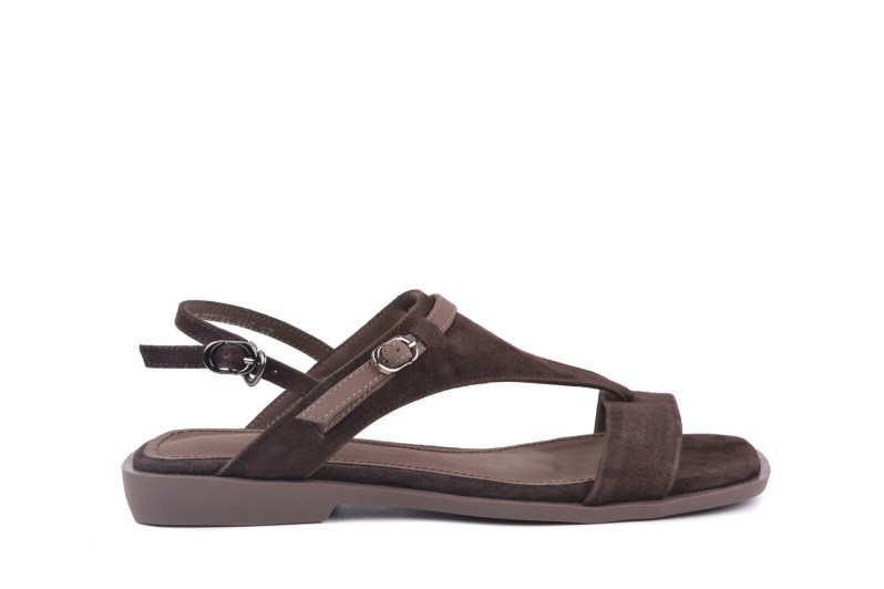 Босоніжки жіночі коричневі з натуральної замші (009051)