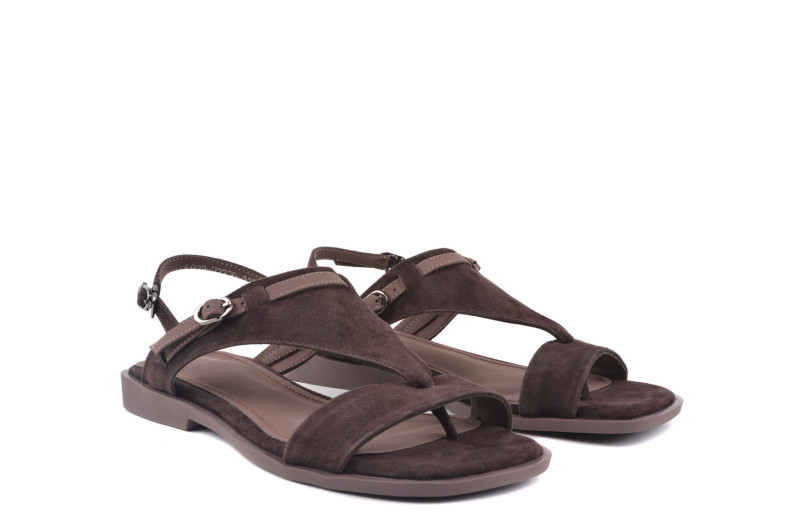 Босоніжки жіночі коричневі з натуральної замші (009051)