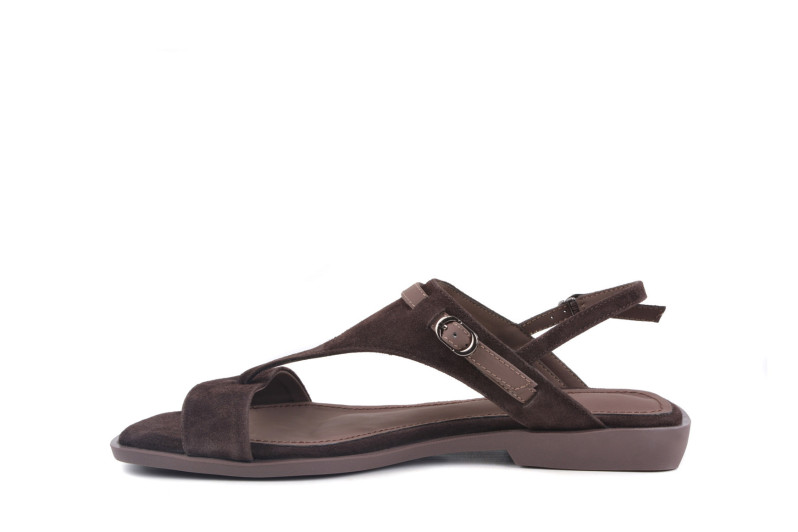 Босоніжки жіночі коричневі з натуральної замші (009051)