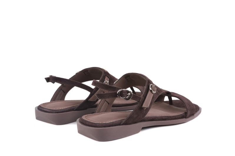 Босоніжки жіночі коричневі з натуральної замші (009051)