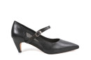 Туфлі жіночі чорні з натуральної шкіри,текстилю (008952)