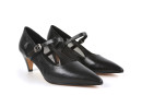 Туфлі жіночі чорні з натуральної шкіри,текстилю (008952)