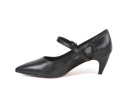 Туфлі жіночі чорні з натуральної шкіри,текстилю (008952)