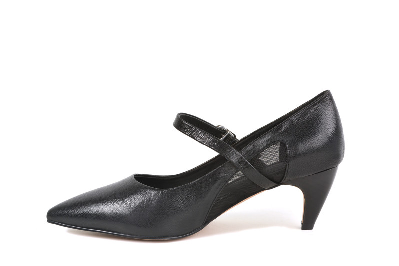 Туфлі жіночі чорні з натуральної шкіри,текстилю (008952)