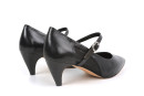 Туфлі жіночі чорні з натуральної шкіри,текстилю (008952)