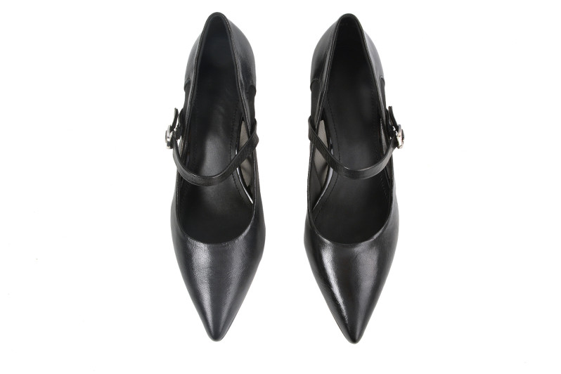 Туфлі жіночі чорні з натуральної шкіри,текстилю (008952)