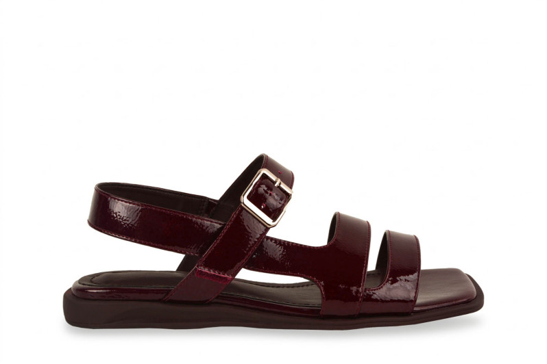 Босоніжки жіночі бордові з натурального лаку (009061)