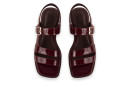 Босоніжки жіночі бордові з натурального лаку (009061)