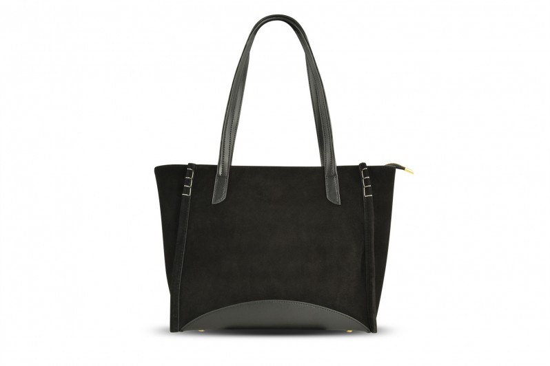 Сумка жіноча чорна з натуральної замши (008727)