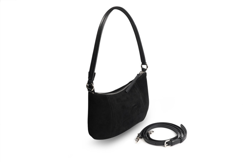 Сумка жіноча чорна з натуральної замши (008808)